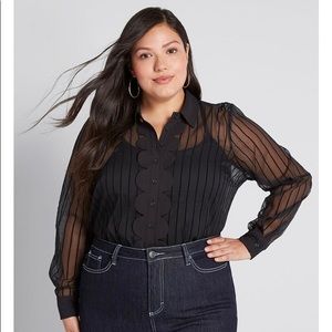 Sheer black button up blouse